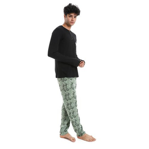 mens pajama set t shirt and pant