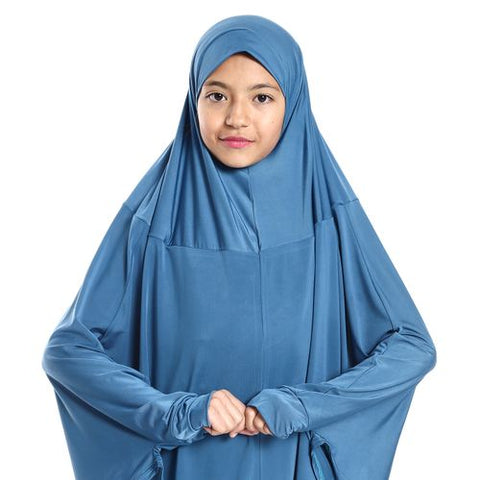 Plain Prayer Veil for Girls with Long Sleeves Navy blue