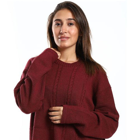 Women Wool Pullover with Round Neck