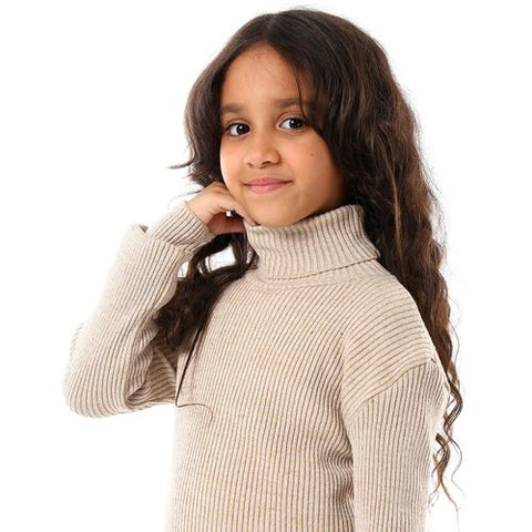 Girls Wool Pullover With High Neck