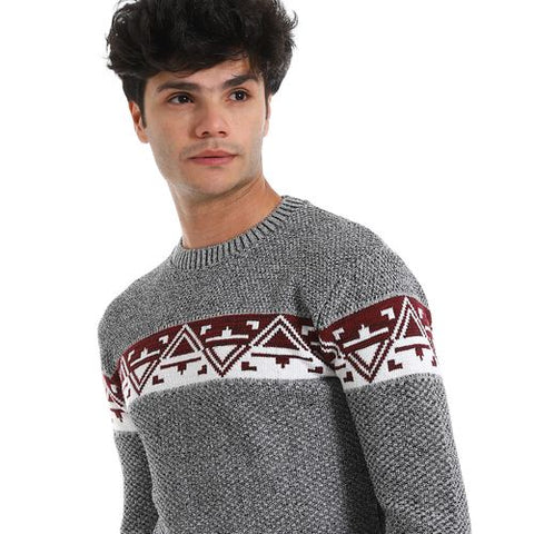 Men's Wool Pullover with Multi Design