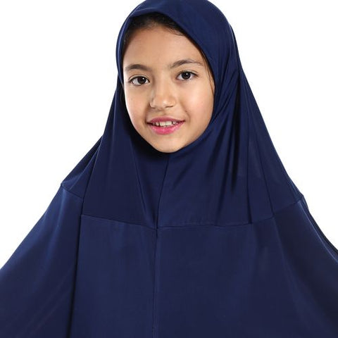 Plain Prayer Veil for Girls with Long Sleeves Blue