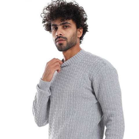 Men's Wool Pullover with Round Neck