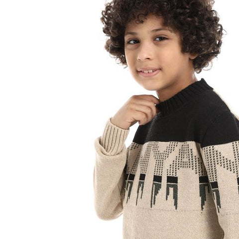 Wool Boys Pullover With Multi Design