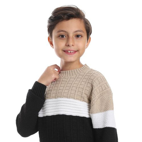 Wool Boys Pullover With Multi Design