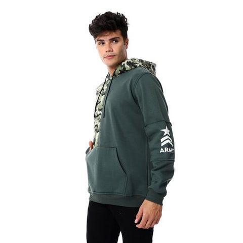 Mens Closed Hoodie With Army Design