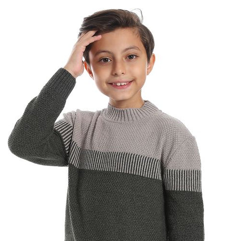 Wool Boys Pullover With Multi Design