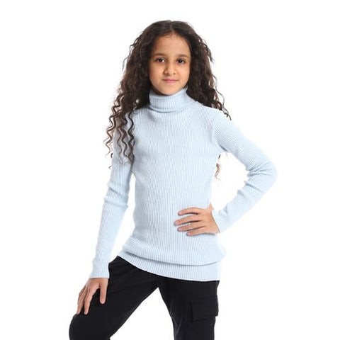 Girls Wool Pullover With High Neck