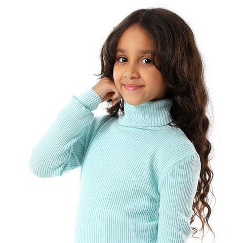 Girls Wool Pullover With High Neck