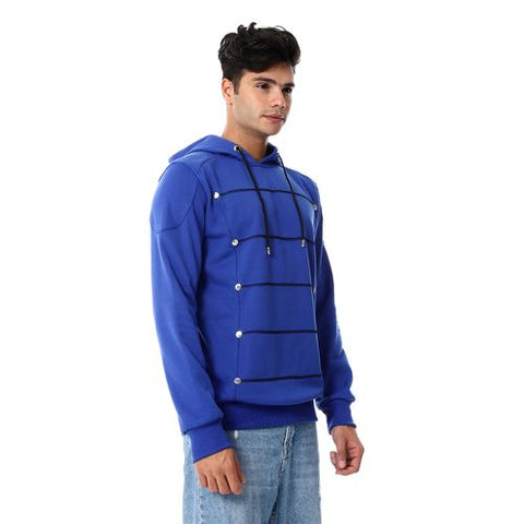 Mens Closed Hoodie With Silver Buttons