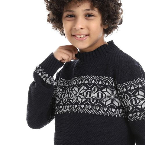 Boys Wool Pullover with Multi Design