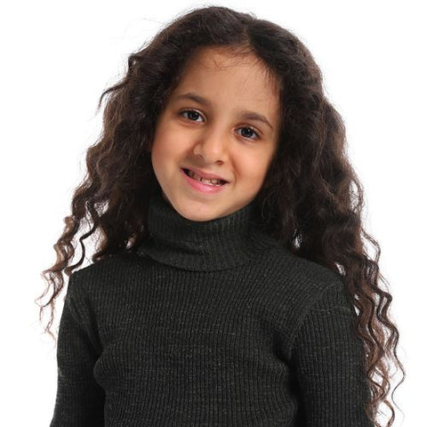 Girls Wool Pullover With High Neck