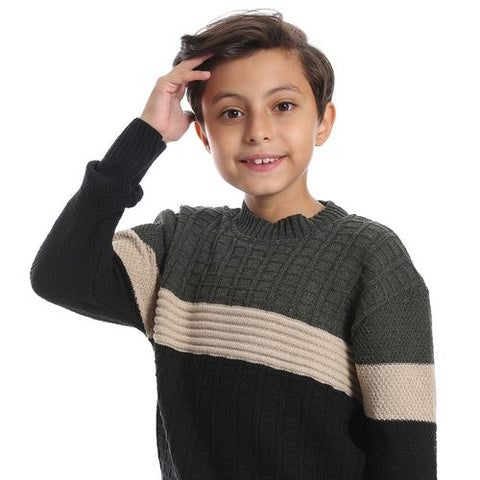 Wool Boys Pullover With Multi Design