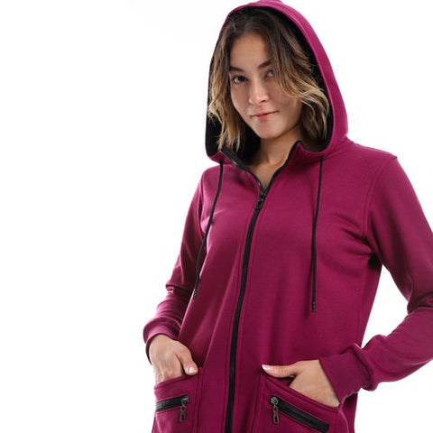 Women Hoodie With Front Zipper And Pockets