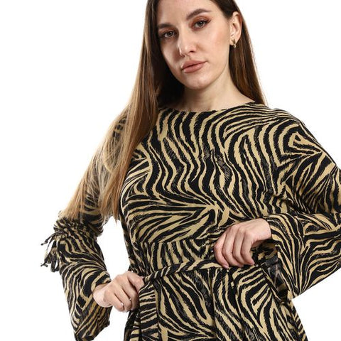 Women Tiger Blouse With Long Sleeves-Multicolour