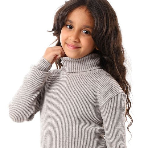 Girls Wool Pullover With High Neck