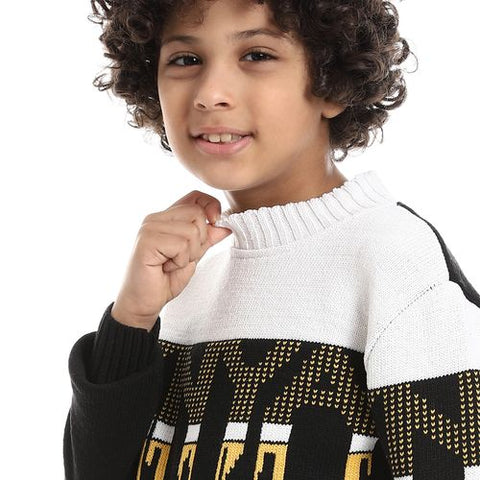 Wool Boys Pullover With Multi Design