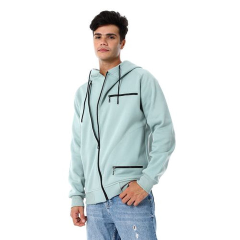 Mens Front Pockets Zipped Hoodie