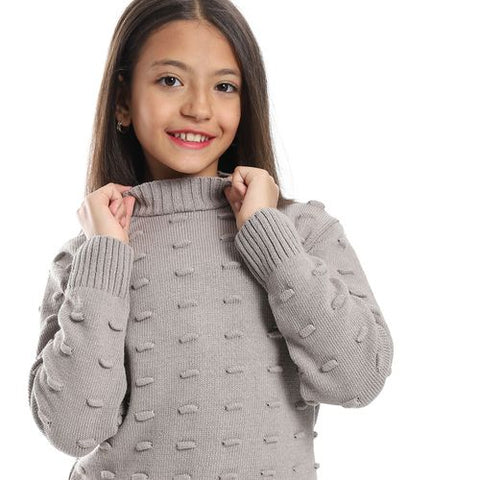 Girls Wool Pullover With Plain Design