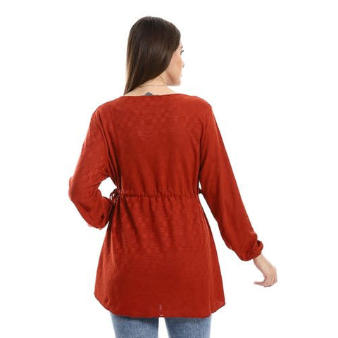 Women's Blouse with Long Sleeve Camel