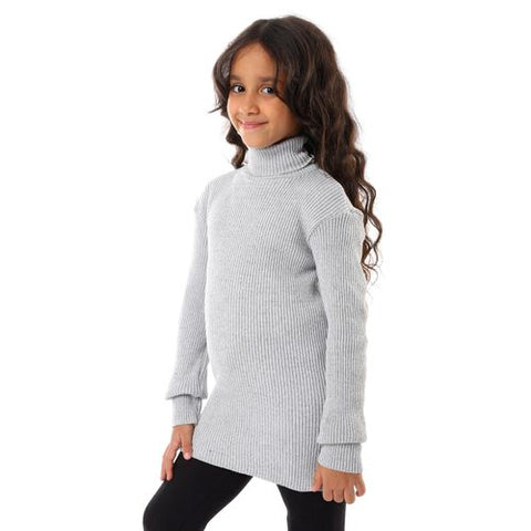 Girls Wool Pullover With High Neck