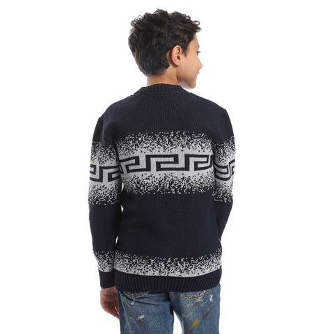 Wool Boys Pullover With Multi Design