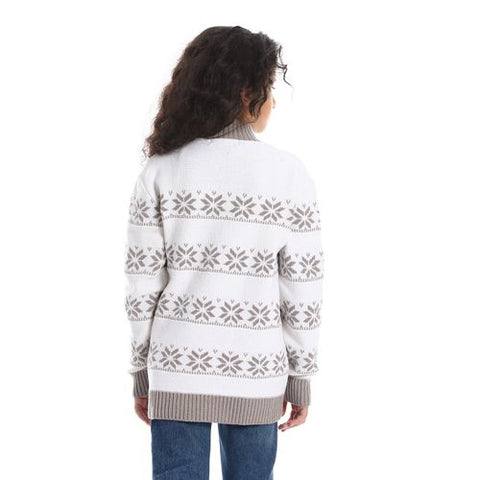 Girls Wool Pullover with Design gray star