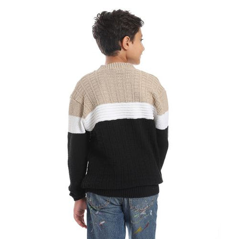 Wool Boys Pullover With Multi Design