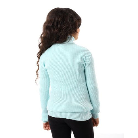 Girls Wool Pullover With High Neck