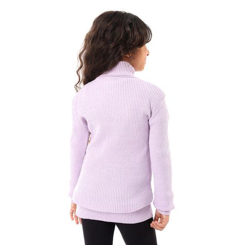 Girls Wool Pullover With High Neck