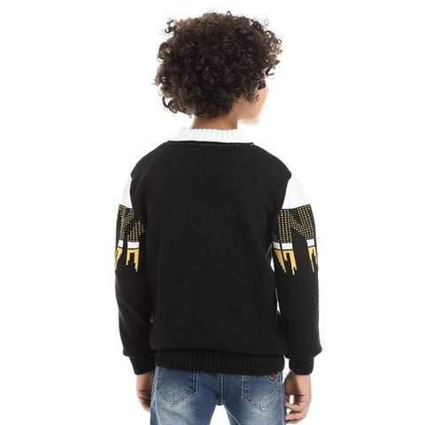 Wool Boys Pullover With Multi Design