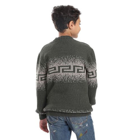 Wool Boys Pullover With Multi Design