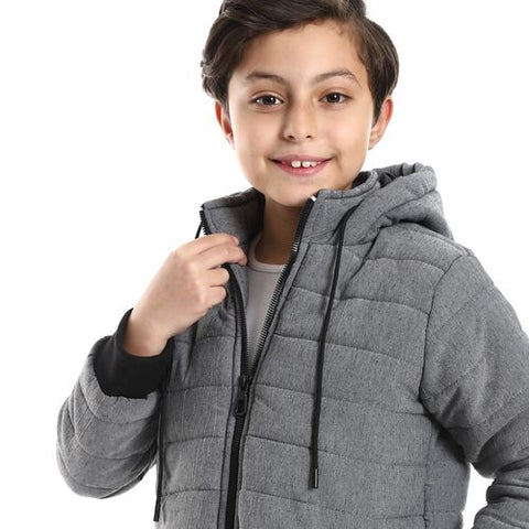 Boys Capotene Lining Jacket With Zipper-grey