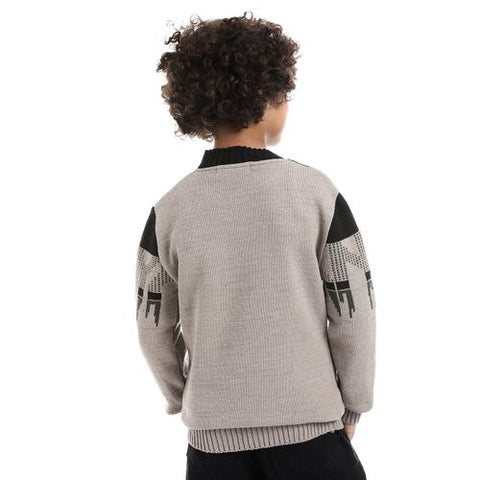 Wool Boys Pullover With Multi Design