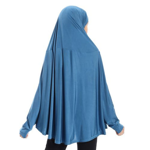 Plain Prayer Veil for Girls with Long Sleeves Navy blue