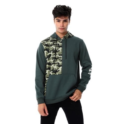 Mens Closed Hoodie With Army Design