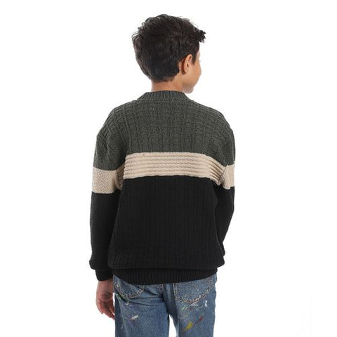 Wool Boys Pullover With Multi Design