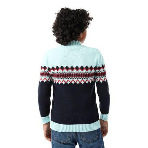 Wool Boys Pullover With Multi Design