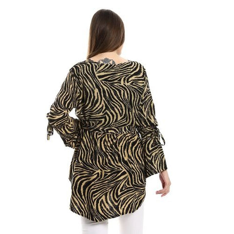 Women Tiger Blouse With Long Sleeves-Multicolour