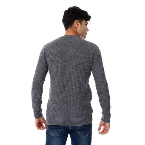 Men wool pullover with round neck