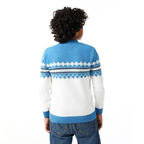 Wool Boys Pullover With Multi Design