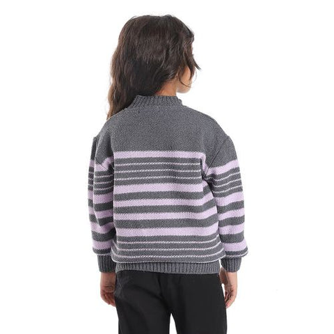 Girls Wool Pullover with Multi Design LINES