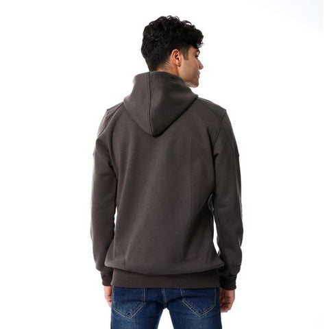 Mens Closed Hoodie With Silver Buttons