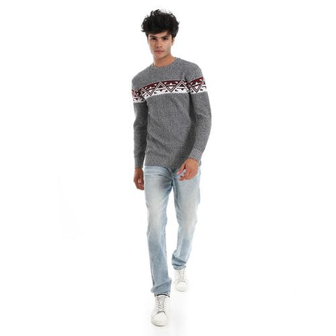 Men's Wool Pullover with Multi Design