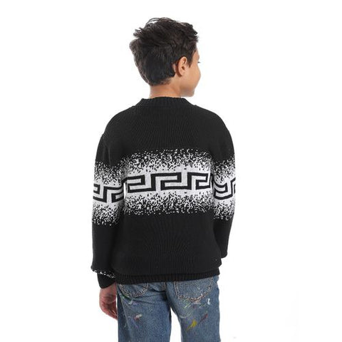 Wool Boys Pullover With Multi Design