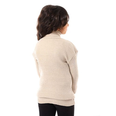 Girls Wool Pullover With High Neck