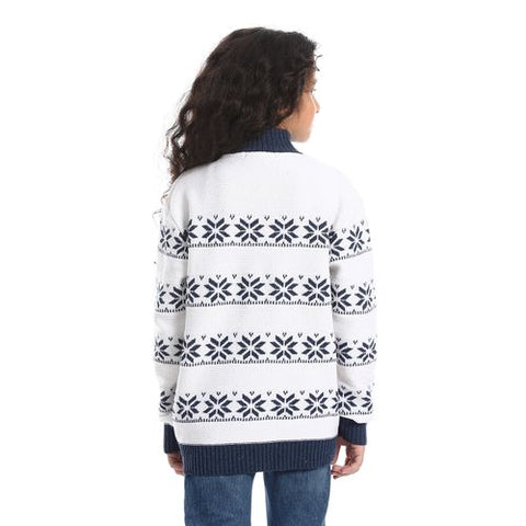 Girls Wool Pullover with Design blue star