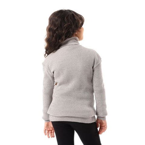 Girls Wool Pullover With High Neck