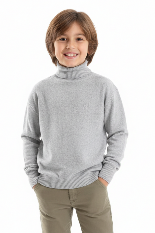 Boys' Wool Pullover with High Neck