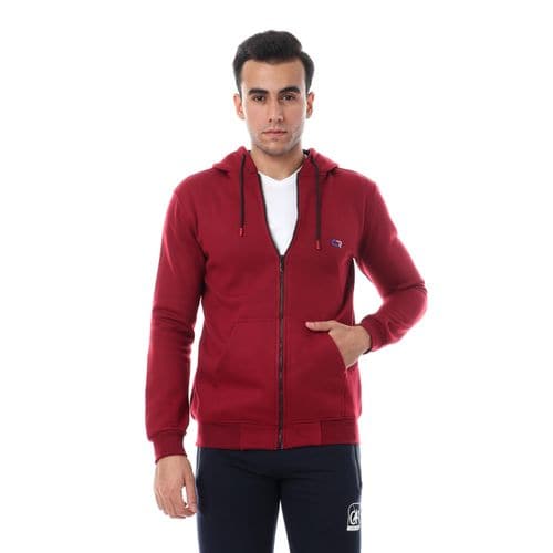 Caesar CAESAR Front Pockets Zipped Hoodie - Burgundy